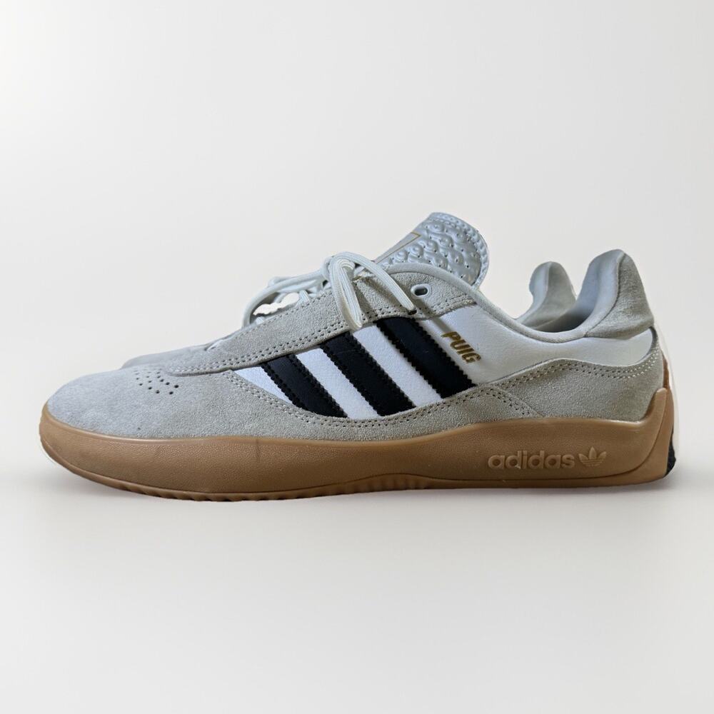 Adidas Men’s Puig Sneakers Gray And White With Black Stripes Size 9